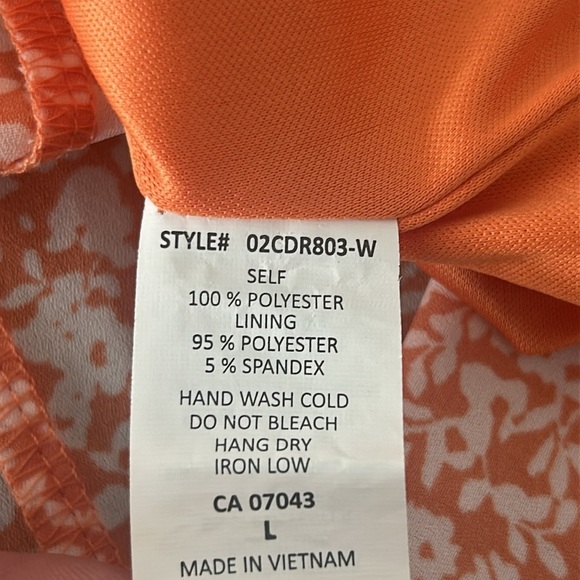 Sienna Sky Ditsy Floral V Neck Flutter Sleeve Orange/White Summer Midi Dress - Picture 8 of 16